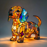 Dachshund Amber Glow színes üvegből készült lámpa